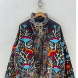 Bulk Order Handmade Suzani Jacket Velvet Embroidery Women Short Boho Gypsy <b>Coat</b> Autumn Outerwear Wholesale Supply - Product Image 1