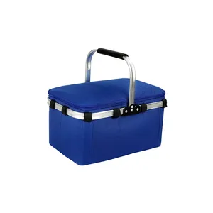 Cesta de Picnic con aislamiento de lujo de 26L, bolsa refrigeradora con mango de aluminio, plegable, portátil, para viaje, camping, bolsa de comestibles 600D - Product Image 2