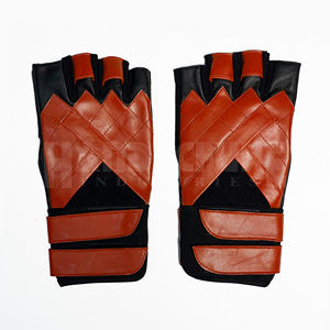 Gants de musculation demi-doigts robustes OEM en PU, unisexe, avec poignées, sangle de poignet réglable, antidérapants et rembourrés pour la gym - Product Image 2