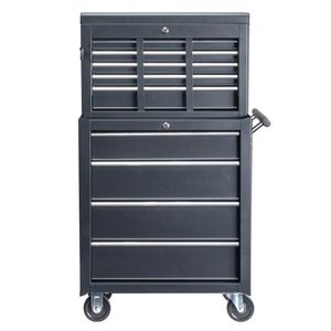 Cassetta degli attrezzi pratici in acciaio nero per l'organizzazione e lo stoccaggio - Product Image 1