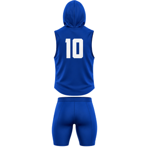 Tenues de football minimalistes pour garçons 7v7, maillot sans manches à capuche et short ajusté assorti, numéros de joueur personnalisés imprimés, kit d'équipe - Product Image 2