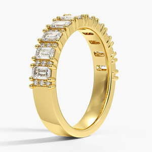 Anillo Ancho con Cinco Hileras de Diamantes Corte Esmeralda LR - Product Image 2