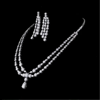 Collar de Diamantes Cultivados en Laboratorio de Doble Capa, Corte Pera, Cadena de Eslabones, Oro de 10/14/18 Quilates, Moderno, para Boda, Compromiso, Aniversario, Fiesta