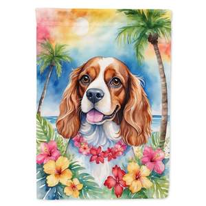 Cavalier Spaniel Luau <b>Garden</b> <b>Flag</b> Multicolor Mailbox Decorative Yard Banner for Patio Artwork Flower Beds Size for Yard - Product Image 1