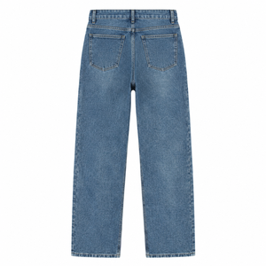 Pantalones Vaqueros de Mezclilla Stonewashed de Pierna Recta y Cintura Alta para Hombre, Casuales, de Algodón, Peso Medio, Corte Regular, para Otoño - Product Image 2
