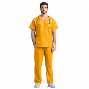 Premium Quality Knitted Hospital Uniforms Medical <b>Scrubs</b> Nurse Short Sleeve Top <b>Scrub</b> Suit Breathable Comfortable Unisex - Product Image 5
