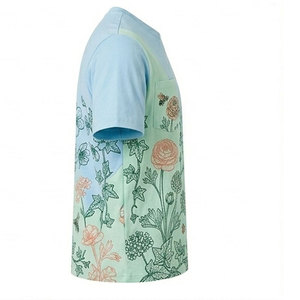 T-shirt à manches courtes pour homme, imprimé floral, col rond, coupe classique, coton, style décontracté, couleur fraîche, faible MOQ - Product Image 2