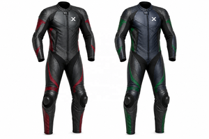 X Mixed-Leather Performance One-Piece Motorcycle <b>Suit</b> | Black <b>Red</b> Green | X Logo | OEM ODM Manufacturer | Premium Design | - Product Image 6