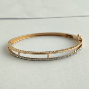 18ct Rose Gold Diamond Slim <b>Bangle</b> <b>Bracelet</b> for Women Minimalist Classic Stackable Fine Jewelry Wedding Party Daily Wear Gift - Product Image 2