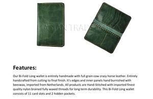 Cartera de Cuero Crazy Horse de Grano Completo, Delgada y Ligera, de Alta Calidad para Hombre, Diseño Abierto Sólido, Duradera y Elegante, Personalizable para Reuniones - Product Image 5