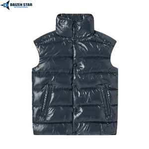 Chaleco Acolchado Azul Marino para Hombre, Cuello Alto, Cierre de Cremallera, Transpirable, Cortavientos, Informal, Ropa de Invierno, Color Sólido, Largo Regular - Product Image 5