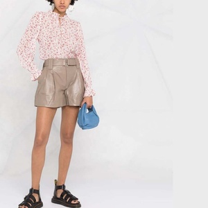 Shorts décontractés en cuir pour femme, taille mi-haute, jambe large, imperméables, écologiques, avec fermeture boutonnée, pour adolescente - Product Image 2