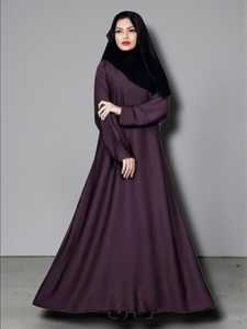 Women's Modest Long Sleeve Floor Length Abaya Solid Color Polyester Loose Fit High Neck Flared Hem Middle East Style Daily Wear - Product Image 3