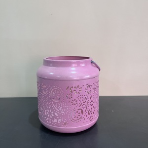 Artisan Design Decorative Iron <b>Lantern</b> <b>Candle</b> Holder with Pink Finish Model L697 - Product Image 2