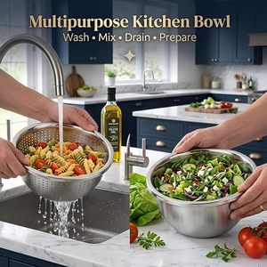 Colador de Acero Inoxidable con Asas, Duradero, para Lavar Verduras y Frutas, Juego de Recipientes con Escurridor - Product Image 6