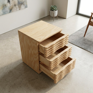 Scandinavian American <b>Pine</b> Plywood <b>Bookcase</b> Modern Living Room Bedroom Furniture Freestanding Home Office Organizer 3-Drawer - Product Image 4