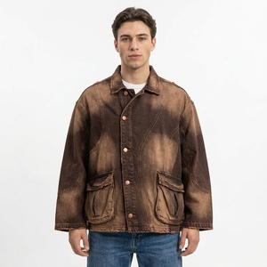 Vestes en jean boutonnées décontractées de haute qualité, confortables, avec poches surpiqûres nettes, en toile blanc écru naturel, coupe ajustée. - Product Image 3