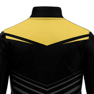 Sudadera de entrenamiento de fútbol para hombre, negra y amarilla con paneles de chevron, top de chándal de fútbol con cremallera de 1/4, manga larga - Product Image 4