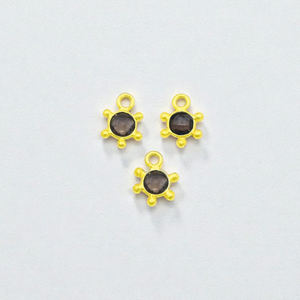 Pendentif en argent sterling 925 plaqué or avec quartz fumé, fait main, pour collier et bracelet - Product Image 1