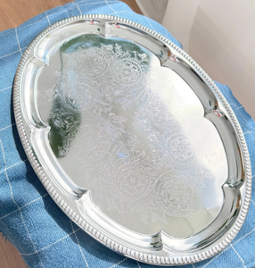 Contemporary Butter Plate Hand Carved Stainless Steel Serving <b>Tray</b> <b>Handles</b> 10 pcs MOQ Dishwasher Safe Eco-Friendly Food Grade - Product Image 4