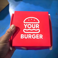Boîte à hamburger en carton coloré imprimé sur mesure, résistante à la graisse, pour repas d'enfants à emporter, emballage type coquille