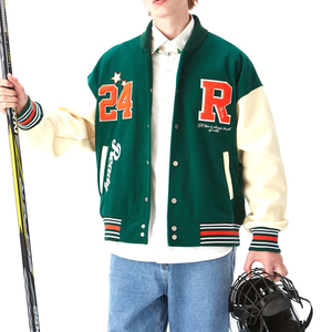 Wholesale OEM Custom Leather Sleeve Varsity Jacket Blank Vintage Latest Style Thick Wool Winter Mens Varsity Bomber Jackets - Product Image 1