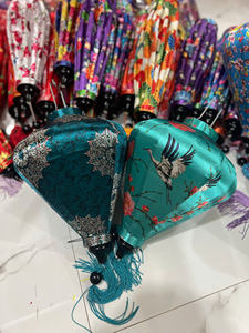 Hoi An Silk Lantern Diamond Shape Hoi An Silk Lantern with Crane Bird Floral <b>Pattern</b> Handmade Vietnam Decorative Hanging Lantern - Product Image 5