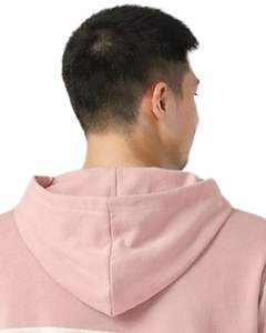 เสื้อฮู้ดแขนสั้นผู้ชายแบบสั่งทำพิเศษ สีชมพู แต่งบล็อกสี สไตล์ลำลอง มีกระเป๋า ผ้าคอตตอนผสมเนื้อนุ่ม สวมใส่สบาย - Product Image 5