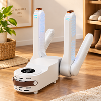 Séchoir à chaussures intelligent à double bras |   360 °   Circulation d'air chaud, écran LED, design pliable et portable avec poignée en cuir