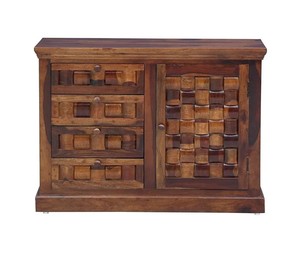 Solid Wood Accent Cabinet | 3D Hand-Carved Woven Pattern Sideboard | Wholesale Living Room Other Home Furniture - Product Image 3
