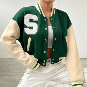OEM Manufacturer Chenille Embroidery Leather Print StreetWear Baseball Custom Logo Coat for <b>Women</b> Cropped Bomber Varsity <b>Jacket</b> - Product Image 3
