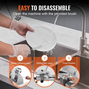 Affettatrice Elettrica per Alimenti 340W con Lama in Acciaio Inox SUS420 da 10 Pollici, Tritacarne e Affettatrice con Pietra Affilatrice Regolabile da 0,6 Pollici - Product Image 5