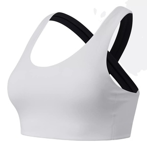เสื้อชั้นในกีฬาสำหรับผู้หญิง แบบ Racerback คอกว้าง รองรับทรงได้ดี ระบายอากาศได้ดี แต่งขอบด้วยผ้าตาข่ายตัดกัน เหมาะสำหรับโยคะและออกกำลังกาย ไร้ตะเข็บ แผ่นรองถอดออกได้ - Product Image 3