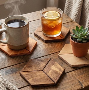 Ensemble de sous-verres écologiques en bois avec boîte de rangement, vaisselle réutilisable vintage pour la maison et le bar - Product Image 6