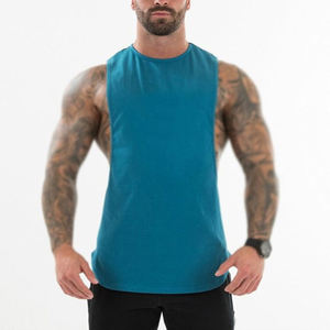 Débardeur de sport tissé pour homme en polyester/coton, sans manches, pour fitness et musculation - Product Image 1