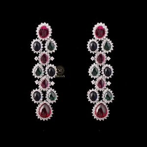 Daisy Trio Color Long Designer Drop Earrings - Product Image 3