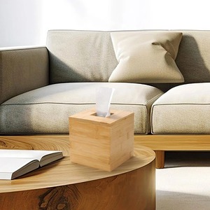 Modern Wooden Tissue Box Cover Square Design Natural Finish Free Standing Decorative Home Accessory - Product Image 2