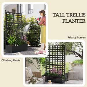 Fioriera Rialzata Nera Zincata 109x41x178 cm con Spalliera per Piante Rampicanti e Ortaggi - Product Image 5