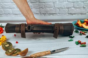 Étui de transport pour couteaux de chef en cuir véritable fait main, anti-odeur, protection robuste pour la cuisine et les voyages - Product Image 4