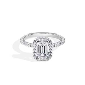 Emerald Cut Diamond Engagement Ring White Prong Setting Women's floral Fine Jewelry - Product Image 3