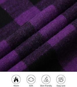 Chemise en flanelle à carreaux violets et noirs de haute qualité pour homme, chemise décontractée à manches longues boutonnée, style bûcheron - Product Image 5