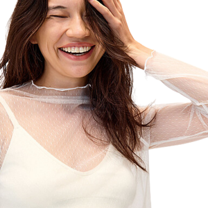 Chemisier transparent en maille pour femme, col montant, manches longues, coupe ajustée, haut décontracté à superposer, pull transparent avec ourlet festonné - Product Image 3