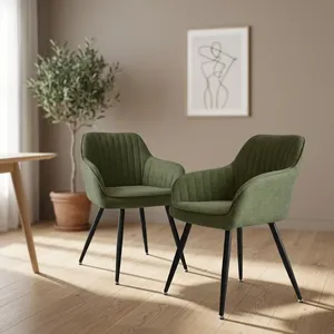 Fauteuil d'appoint moderne en velours capitonné avec pieds en métal doré, chaise de luxe pour salon, chambre, salle à manger, extérieur, hôtel - Product Image 4
