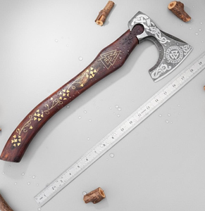 Hache de style viking artisanale, lame en acier à haute teneur en carbone, manche en bois de rose, qualité industrielle, reconstitution historique médiévale, cosplay - Product Image 3