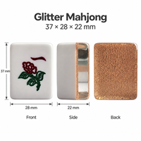 Ensemble de Mahjong américain à paillettes, 144 tuiles avec 4 tuiles vierges supplémentaires, étui de transport, dés, jetons et indicateur de vent