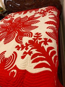 New Arrival 2026 Designer Crimson Red & White Lobster / Tropical Floral Hawaiian <b>Quilt</b> Hand Cotton <b>Bedspread</b> For Home, Hotel - Product Image 6
