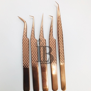 <b>Top</b> Trend New Arrival Sustainable Rose Gold Color Stainless Steel Eyelash Extension Tweezers Mega Volume Mink Eyelash Tweezers - Product Image 3
