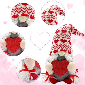 2 Pezzi Gnomo Cupido Rosso Illuminato, Decorazione per la Casa per San Valentino, Elfo Tomte Scandinavo, Elfo di Peluche Svedese dal Design Nordico - Product Image 3