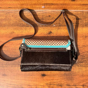 Cartera de cuero tallada a mano a la moda, funda de teléfono de embrague, carteras de cuero de vaca elegantes, Cartera de Color turquesa para mujer - Product Image 5