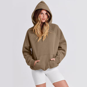 Sudadera con capucha personalizada para mujer, de algodón, estilo oversized, lavado ácido, con hombros caídos, cordones, bolsillos, estilo baggy, bordada. - Product Image 2